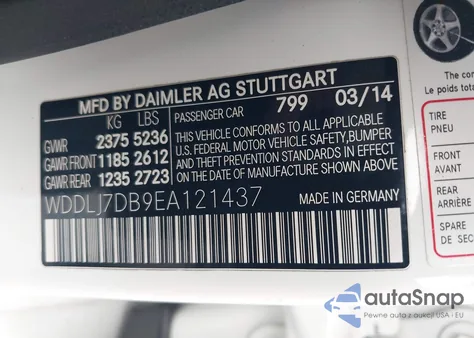 2014 Mercedes-Benz Cls 550 z USA, uszkodzony, nr VIN WDDLJ7DB9EA121437